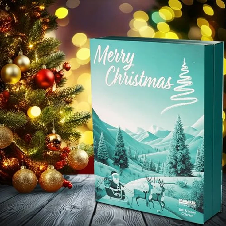 BRUBAKER Cosmetics XXL Beauty Adventskalender 2025, großer Weihnachtskalender in Buch-Form mit 24 Spa- und Pflegeprodukten, Blau – Bild 4