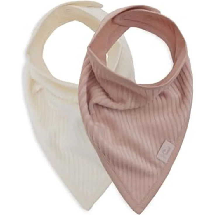 Jollein Sabberlätzchen Baby - Bandana - Velvet Rib, Wild Rose/Ivory - 2er Pack - Baumwolle, Polyester - Mit Klettverschluss - Babylatz - Lätzchen Baby