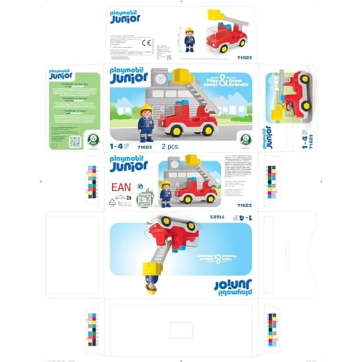 Playmobil® Konstruktions-Spielset Feuerwehrleiterfahrzeug (71683), JUNIOR, (2 St), Made in Europe – Bild 11