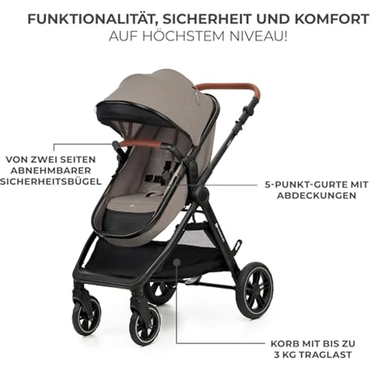 KinderKraft Esme 3-in-1 Kinderwagen, kompakt faltbar mit Ökoleder-Elementen, TPE-Gummirädern und Travel System-Funktion – Bild 13