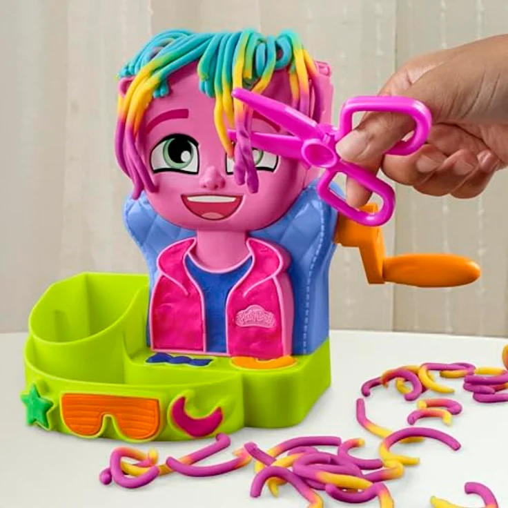 Play-Doh Friseursalon Pastryoline F8807, Kreativset mit 6 Tuben Knetmasse (3 Zweifarben) und Friseurzubehör – Bild 6
