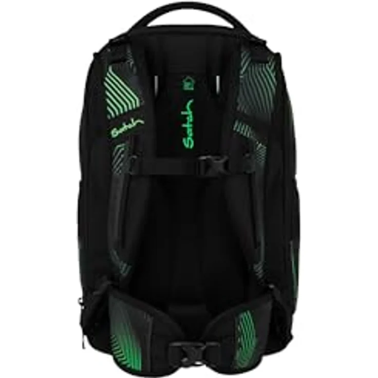 Satch match plus Schulrucksack, erweiterbar auf 35 Liter, ergonomisch mit Fronttasche, Seismic Green - Schwarz – Bild 4