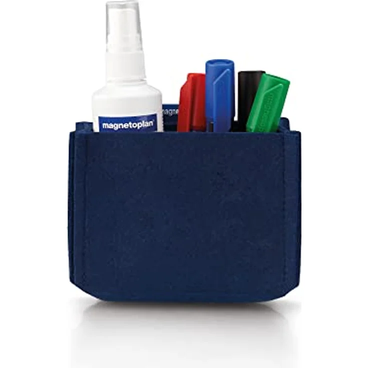 magnetoplan magnetoTray ecoAware Medium, magnetischer Stifteköcher aus Filz, 13 x 10 x 6 cm, blauer Stiftehalter aus recycelten PET-Flaschen – Bild 5