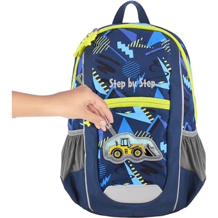 Step by Step Rucksack-Set KIGA Maxi „Bagger Bobby“, ergonomischer Mini-Rucksack mit separatem Innenfach, ab 3 Jahren, 10l, blau-gelb – Bild 3