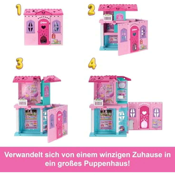 Barbie Puppenhaus Pop-Up-Haus Chelsea, mehr als fünf Spielbereiche mit Zubehör, bunt – Bild 2
