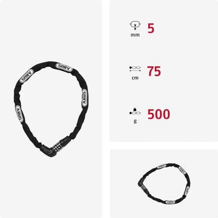 Abus Kettenschloss 5805C L 75 cm D 5 mm schwarz – Bild 3