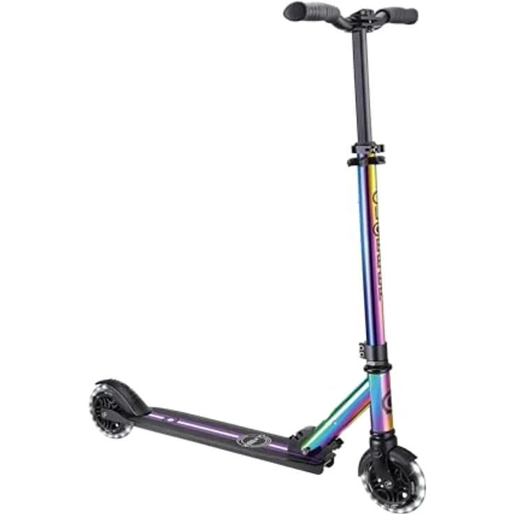 Globber Flow Element Lights, Klassischer Kinderroller mit LED-Rädern, Olive, für 100 kg, höhenverstellbar – Bild 1
