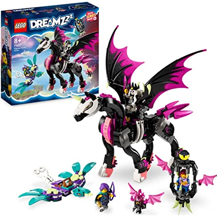 LEGO 71457 DREAMZzz Pegasus, Baue 2 Arten eines Pferdespielzeuges, enthält Zoey, Nova und Albtraumkönig als Minifiguren aus der TV-Show, kreatives Tierspielzeug für Kinder – Bild 1