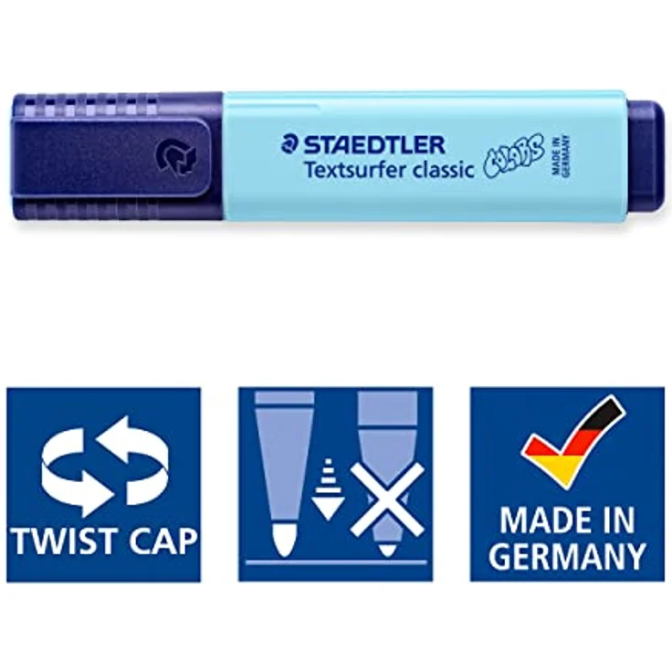 STAEDTLER Textmarker Textsurfer classic, hohe Qualität, mit großem Tintenspeicher für extra lange Markierleistung, Etui mit 4 Pastell-Farben, 364 CWP4PA – Bild 5