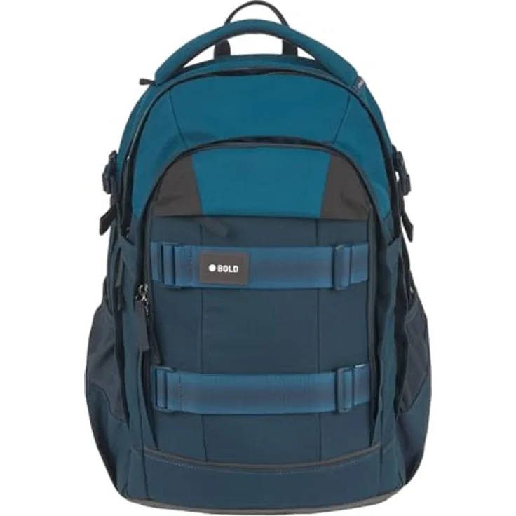 LÄSSIG Bold Origin Schulrucksack Dark Blue, ergonomisches Tragesystem, 30 Liter Volumen, gepolstertes Laptopfach, wasserabweisend