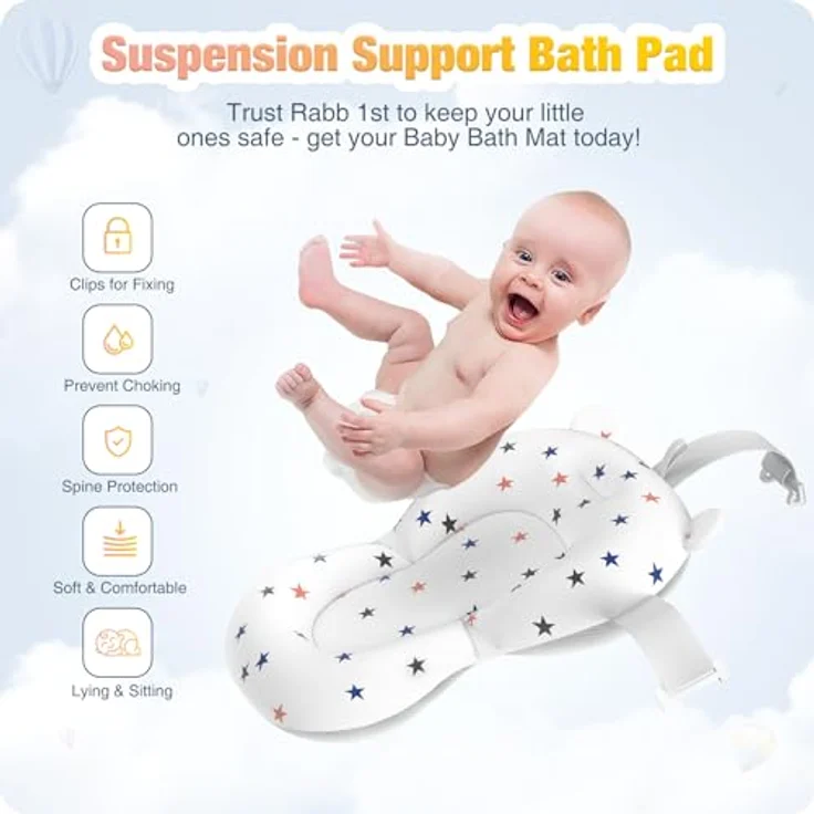 RABB 1ST Faltbare Babybadewanne, tragbare Babywanne mit rutschfester Matte und Abflussloch, Rosa, für Neugeborene und Kleinkinder – Bild 3