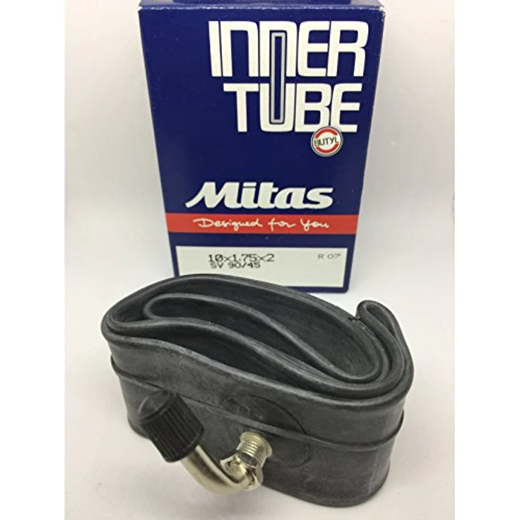Mitas 1x 10 Zoll Schlauch 90°AV | 10x1. 75x2 | 47-152 abgewinkeltes Auto-/Schrader- Ventil Ersatzschlauch Kinderwagen Buggy Roller – Bild 2