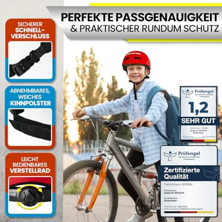 Dunlop Sports Fahrradhelm Urban Cool Pro - Test Sehr Gut - Leicht & Robust, 14-Fach Belüftet, Schnellverschluss, Auto Kopfanpassung (Rot, S 48-53cm) – Bild 3