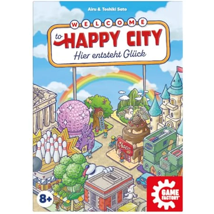 Game Factory 646084 Happy City, Legespiel ab 8 Jahren, Familienspiel für 2-5 Spieler, Kartenspiel, Stadtbau – Bild 2