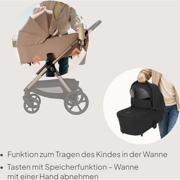 Lionelo Kinderwagen Carmine 3in1, mit Autositz i-Size, Babywanne & Buggy, GravelTech Räder, Federung, UPF50+, Schwarz – Bild 8