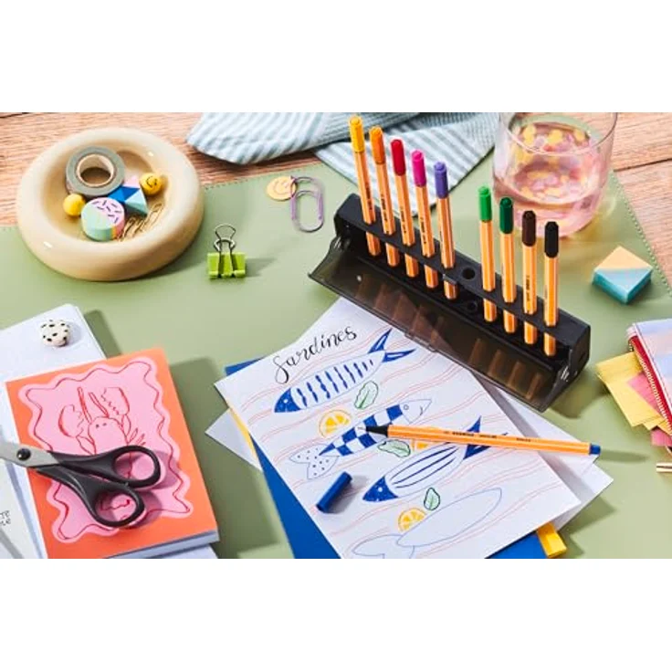 STABILO Point 88 Fineliner, 10er Set farbsortiert, 0,4 mm Spitze, wasserlöslich, sechskantiger Griff – Bild 5