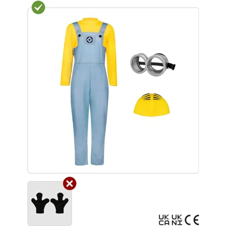 Funidelia Offizielles Minions Dave Kostüm für Kinder, Gelb, mit Mütze, Brille und Overall, Größe 5-6 Jahre für Partys, Karneval und Halloween – Bild 2