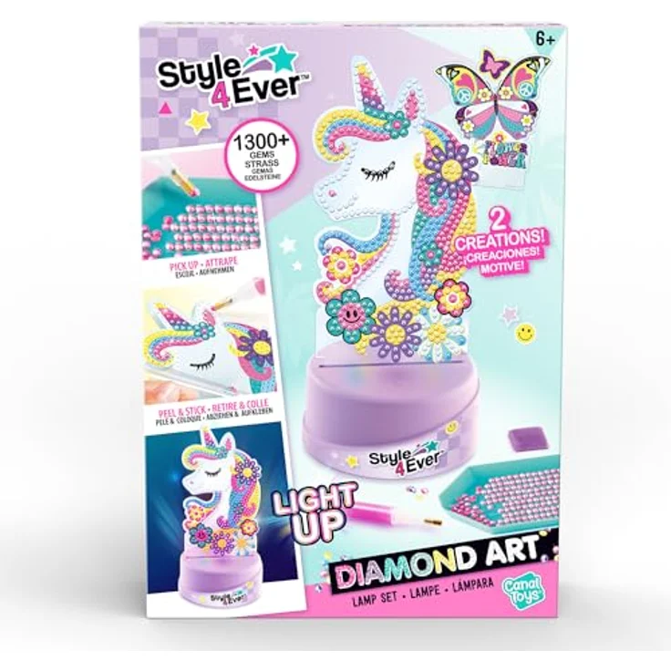 Canal Toys C Toys Style 4 Ever Diamond Art Lampen-Set, 2 Designs zur Dekoration, mit über 1500 Edelsteinen, lila – Bild 2