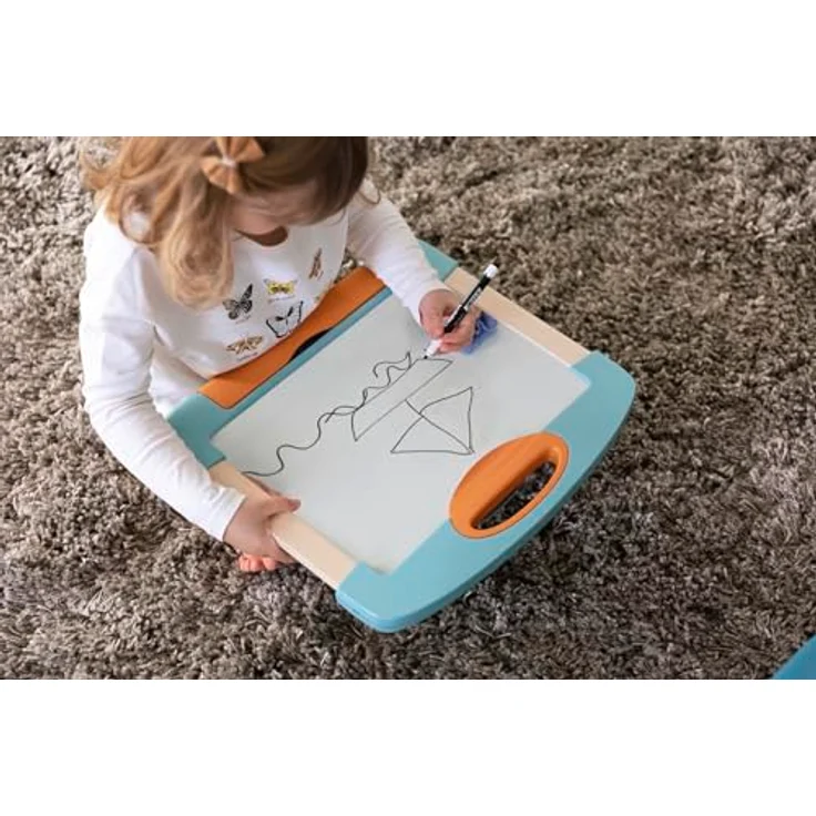 Smoby Modulo Slate, Tisch-Maltafel aus Holz und Kunststoff mit magnetischer weißer Seite, Ablagefach und wasserlöslichem Filzstift, 38 x 30,5 x 27 cm – Bild 7