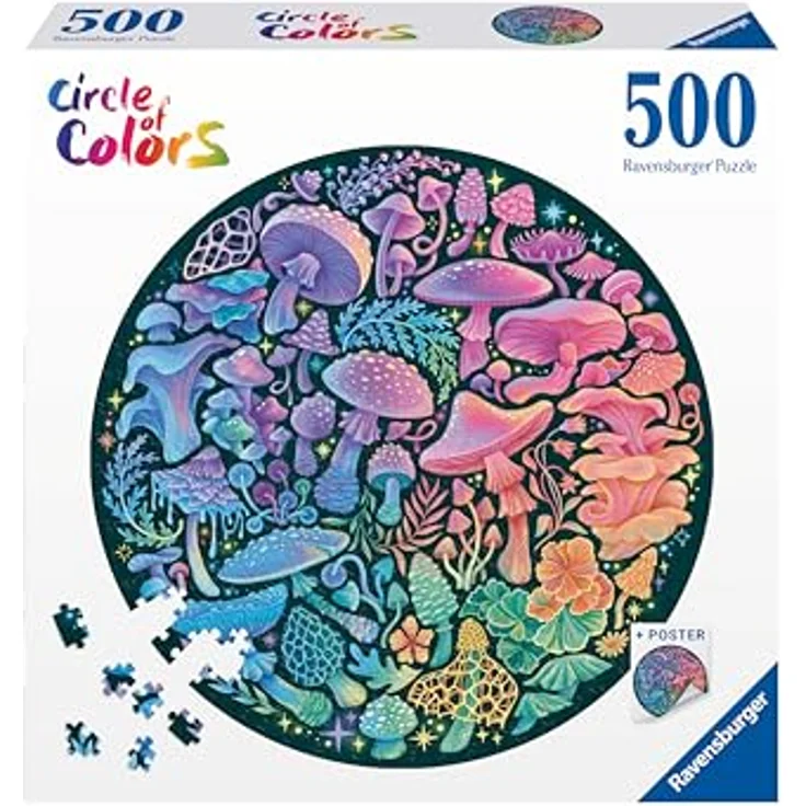 Ravensburger Puzzle 12000822 - Circle of Colors, Mushrooms - 500 Teile Puzzle für Erwachsene und Kinder ab 12 Jahren, Rundes Puzzle in bunten Landschaftsmotiven – Bild 2