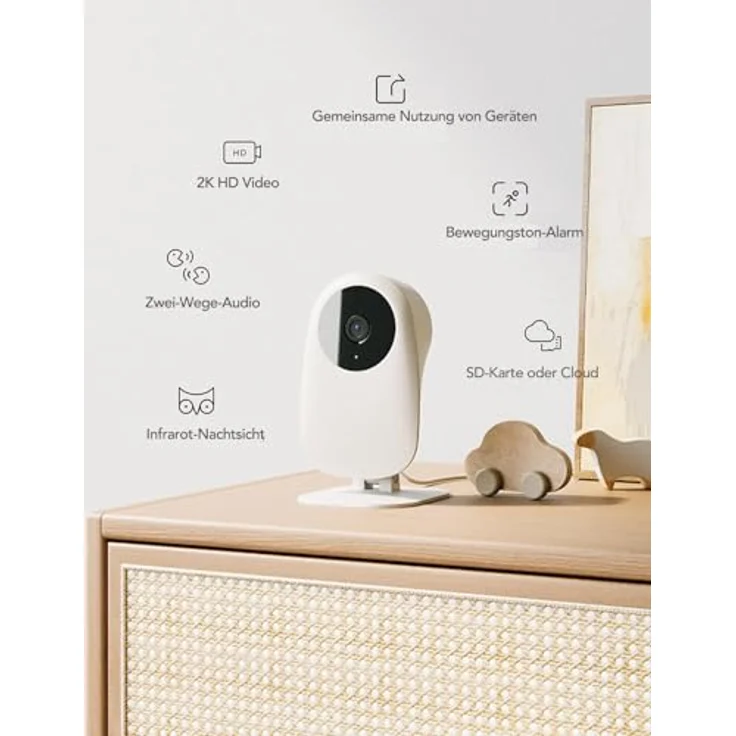nooie Babyphone mit Kamera, 1080P HD Baby Monitor, WLAN, Gegensprechfunktion, Nachtsicht, Bewegungs- und Geräuscherkennung, kompatibel mit Alexa, 2.4Ghz WiFi, Indoor – Bild 2