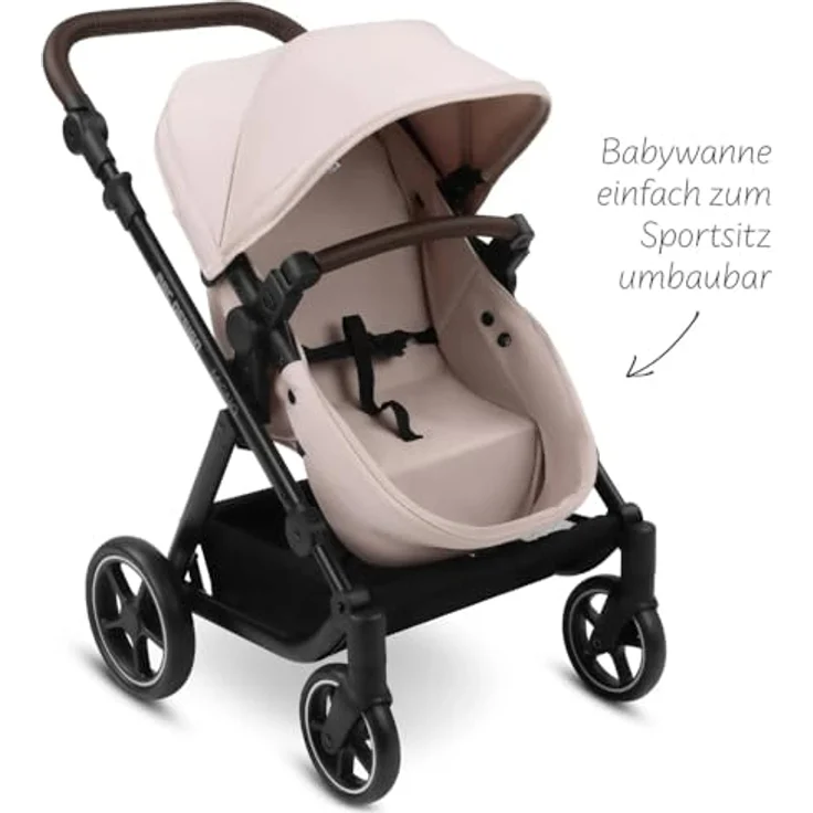 ABC Design Puppenwagen Migno - 2in1 Puppenwagen mit Babywanne, Sportsitz, Verstellbarer Knickschieber, kompaktes Faltmaß, ab 3 Jahren - Berry – Bild 4