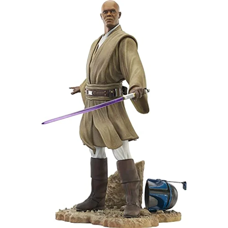Diamond Select Toys Diamond Select - Star Wars Premier Collection AOTC Mace Windu Statue, 11 cm groß, limitiert auf 3.000 Stück, inklusive Jango Fetts Helm – Bild 1
