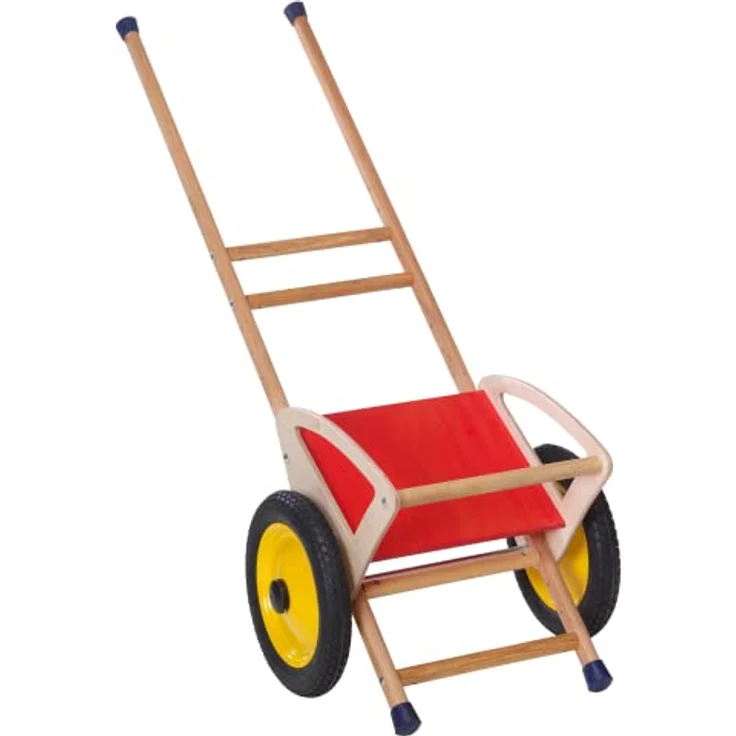 Pedalo Sulki (12"), Laufrad aus geöltem Birkenmultiplex mit rot lackiertem Sitz und Rückenlehne, inkl. seitlichen Haltegriffen und gepolsterten Stangen – Bild 5