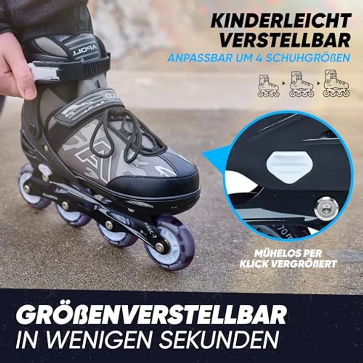 Apollo Champion, größenverstellbare Inliner für Jungs und Mädchen ab Größe 31, für Damen und Herren bis Größe 42, LED Rollen, mint – Bild 2