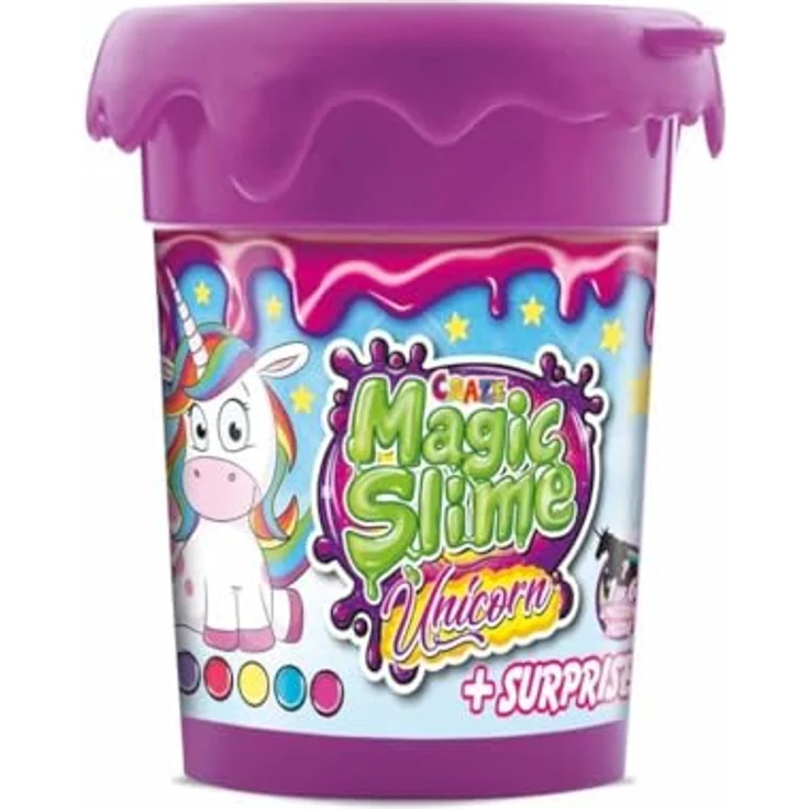 CRAZE Magic Slime Unicorn, Kinderschleim mit Glitter-Effekt und Einhorn-Figur, 110 ml, mehrfarbig – Bild 1