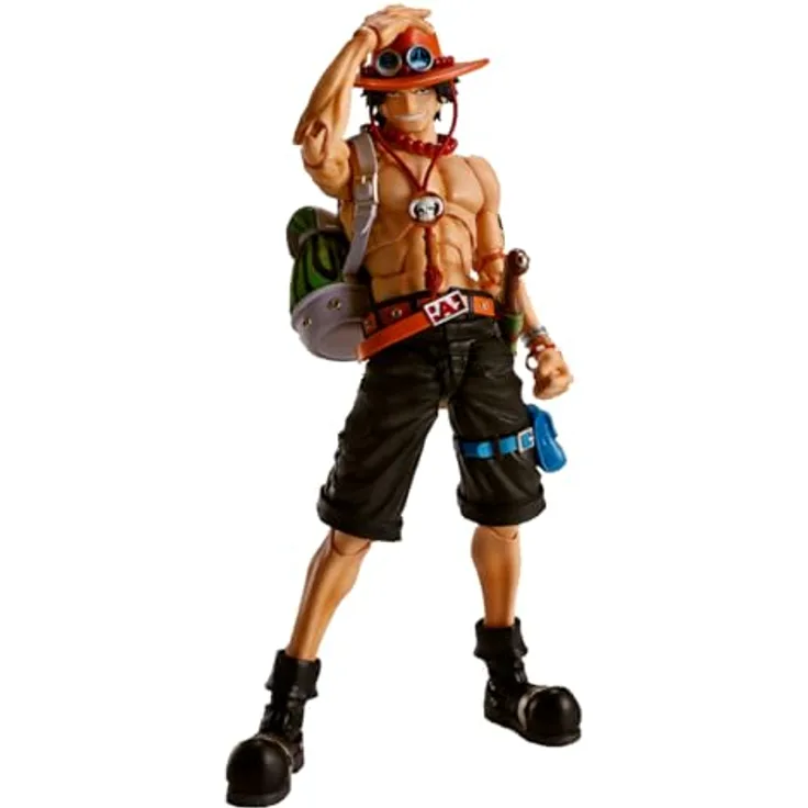 TAMASHII NATIONS One Piece Portgas D. Ace Fire Fist, S.H.Figuarts Actionfigur mit 5 zusätzlichen Gesichtsteilen und Feuereffekten