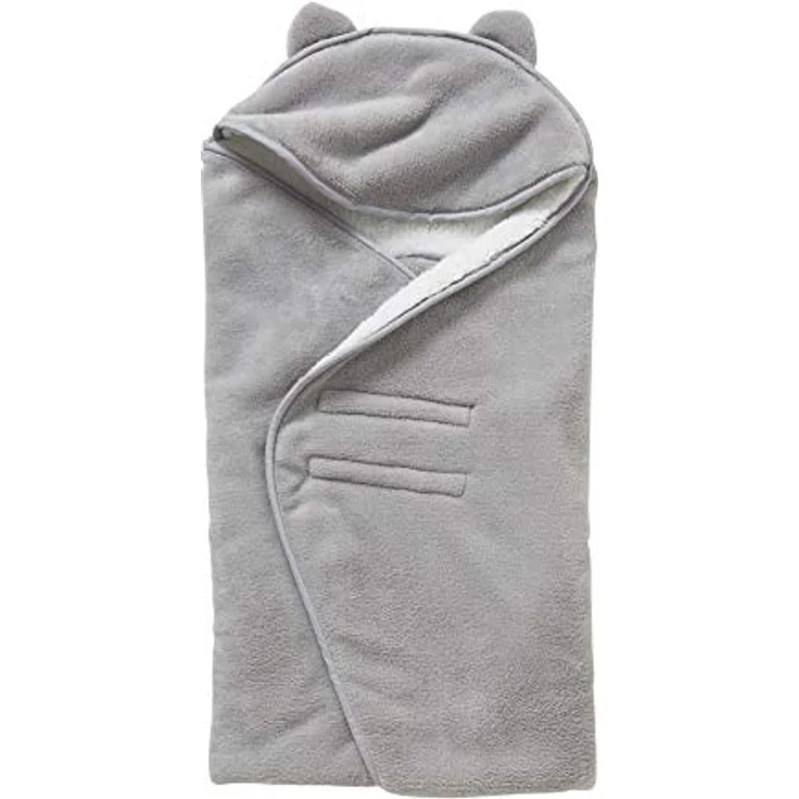 VERTBAUDET Einschlagdecke für Babyschale, Mikrofaser/Fleece weiß/grau ONE SIZE – Bild 1
