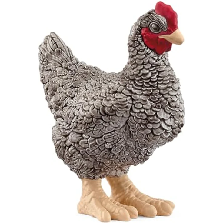 Schleich Plymouth Rock Huhn, detailgetreue Figur aus der Farm World, schwarz-weiß gestreift, 3,5 x 2,1 x 4,1 cm – Bild 1