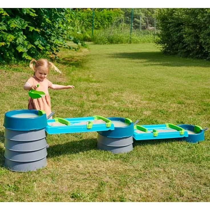 AquaPlay Mudway Flow, kombinierte Wasser- und Sandspielbahn mit 2,3m Wasserbahn, Schleusen und Becken, flexibles Stecksystem, wetterfest, für Kinder ab 3 Jahren – Bild 5