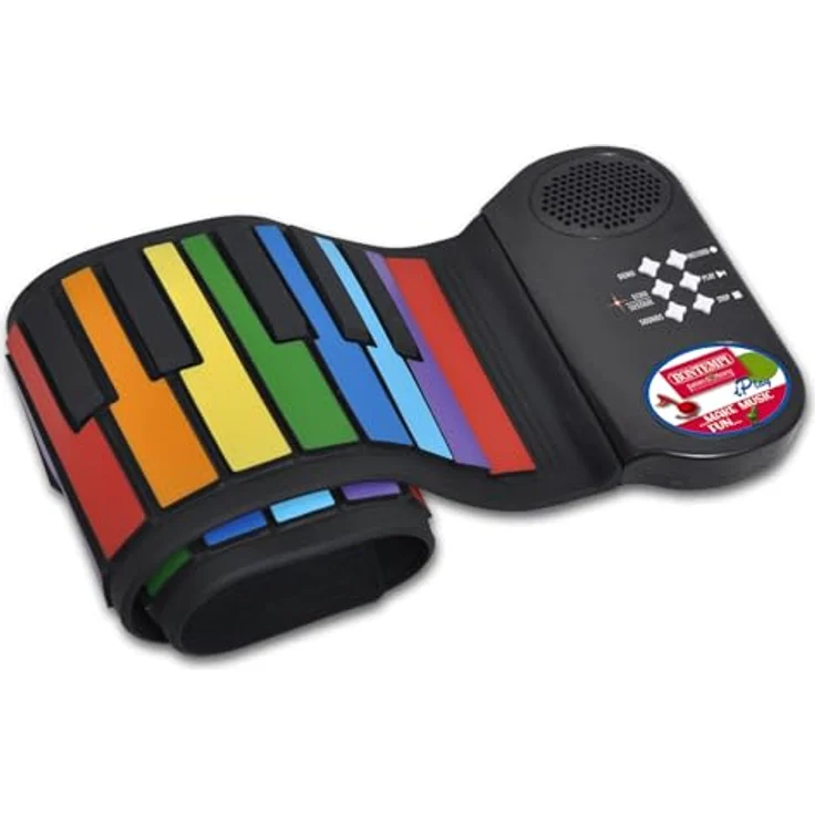 BONTEMPI Colorkeys Piano Roll Up, 37 Tasten flexible elektronische Tastatur mit farbigen Noten, 8 Klänge, 6 vorprogrammierte Lieder, Aufnahmefunktion, einstellbare Lautstärke, USB-DC-Kabel – Bild 2