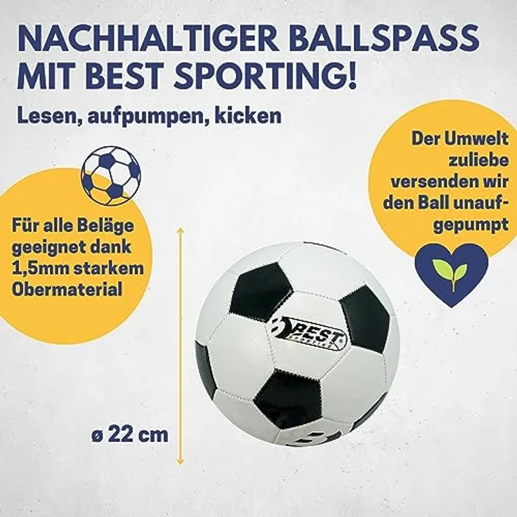 Best Sporting Fußball Superstar Classic I Fussball mit klassischem Design I hochwertiger Ball I Fußball Kinder in Größe 5 I weißer Fussball Kinder I strapazierfähiger Trainingsball – Bild 4