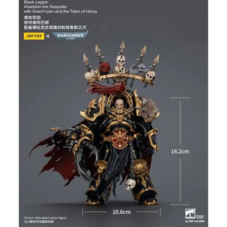 Joy Toy Warhammer 40,000 Actionfigur Black Legion Abaddon the Despoiler, 16 cm, mit Drach'nyen und Zubehör, bewegliche Gelenke – Bild 3