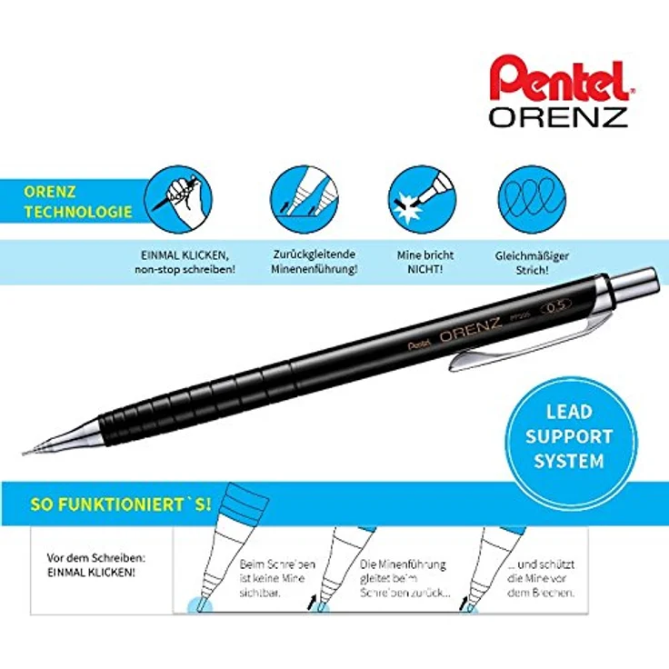 PENTEL ORENZ Druckbleistift 0,2mm/B, präziser Druckbleistift im Blister – Bild 4