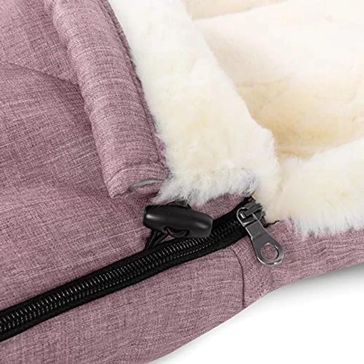 Lammfell-Fußsack OSLO für Babywanne von WERNER CHRIST BABY – universal Winterfußsack aus medizinischem Fell, für Tragetasche, Babyschale & Kinderwagen, in rot, blau, braun, schwarz, rosa, grau (Rosé) - Preisvergleich – Bild 4