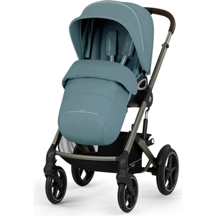 cybex Gold Kinderwagen Talos S LUX Tpe, Hellblau, mit Federung, 5-Punkte-Gurt, feststellbarer Bremse und Einhand-Faltmechanismus