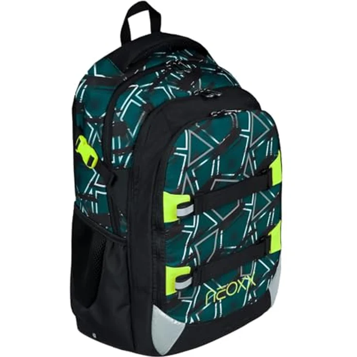 neoxx ACTIVE Pro Flash yourself Schulrucksack, aus recycelten PET-Flaschen, 3 Fächer + Geheimfach, höhenverstellbare gepolsterte Träger, Volumen ca. 26 Liter – Bild 2