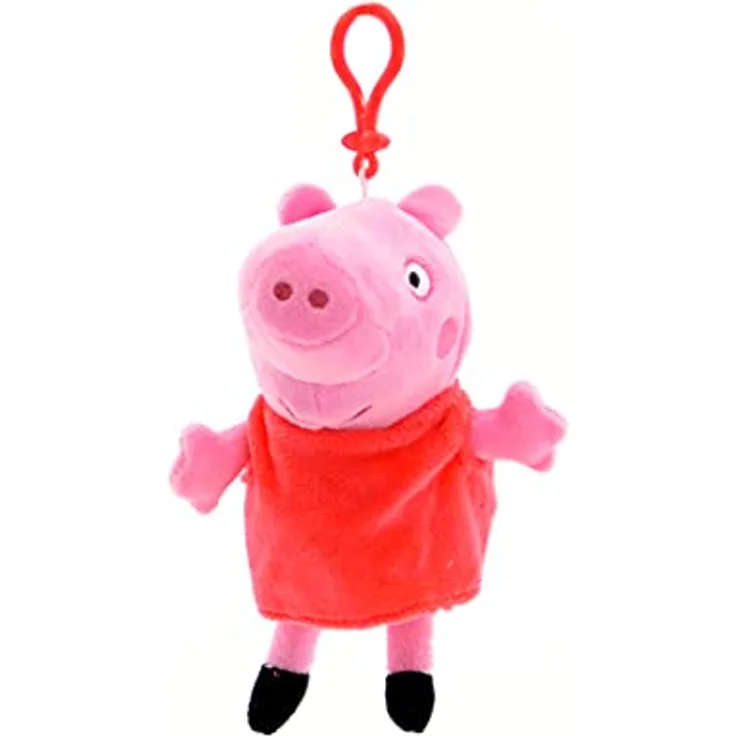 Peppa Pig Peppa Wutz Plüschanhänger, 14 cm, mit Reißverschlussfach, Polyester