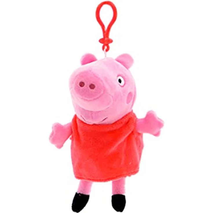 Peppa Pig Peppa Wutz Plüschanhänger, 14 cm, mit Reißverschlussfach, Polyester