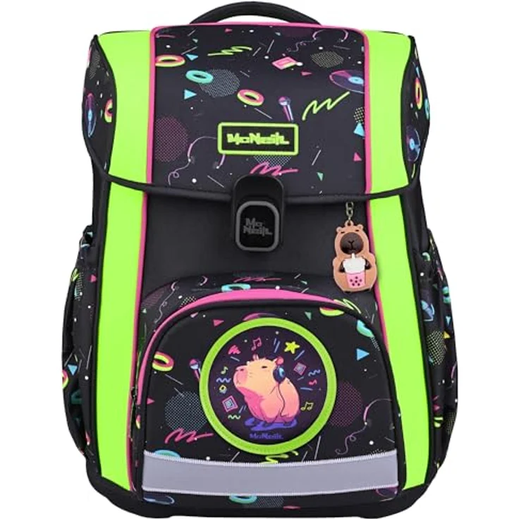 McNeill Schulranzen-Set BRAVO 9tlg. (CAPYBAR), ergonomisch, 21L Volumen, höhenverstellbares ClickFlex-Rückensystem, gepolsterte Schultergurte, inkl. gefülltem Etui, Sportbeutel, Trinkflasche und mehr – Bild 1