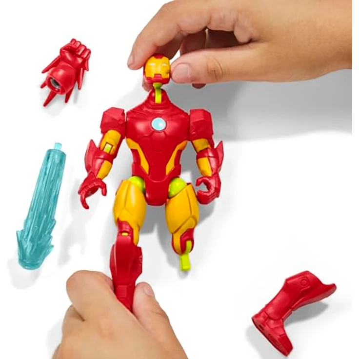 AVENGERS MixMashers Marvel Iron Mix-and-Match Action-Figur mit Captain America Powerpunch und Repulsor Blast, rot-blau – Bild 3