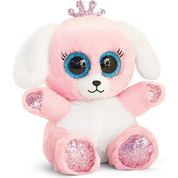 Keel Toys SF6646 Tiere 15 cm Animotsu Pink Labrador, Rose - Sammlerstück Big Eyed Toy in Pink mit recyceltem Polyesterfüllung