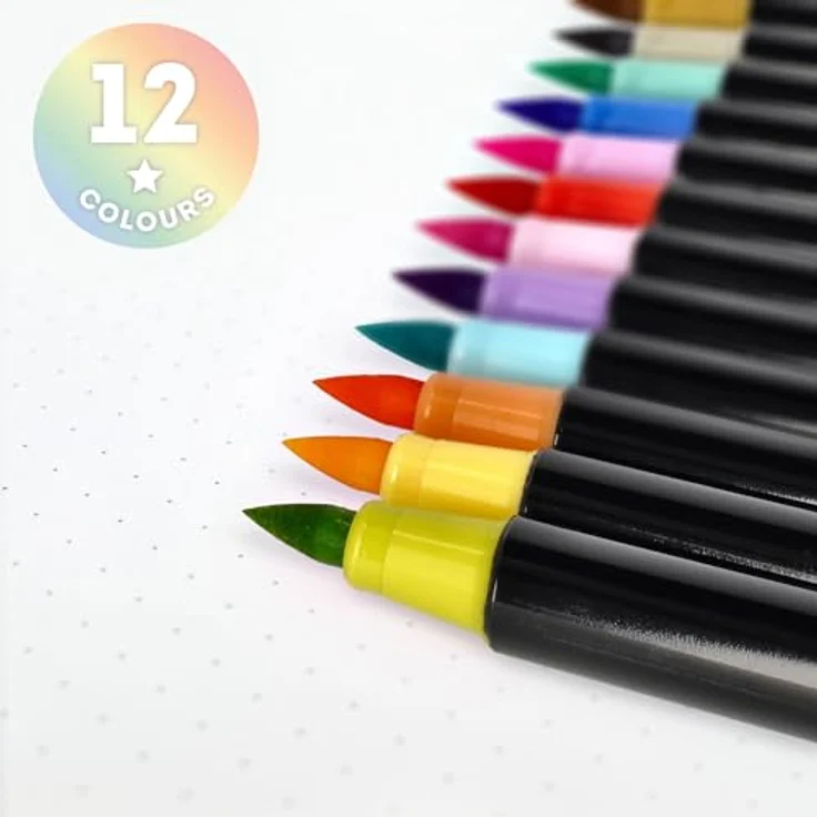 LEGAMI - Set mit 12 Filzstiften mit Pinselspitze - Brush Markers, flexible Spitze aus Nylonfaser, 12 Pastellfarben – Bild 3