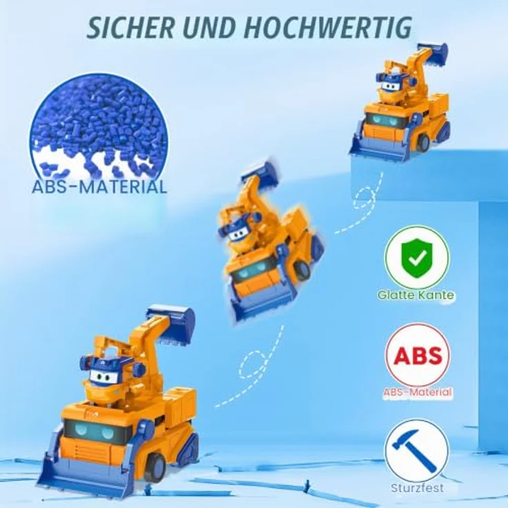 Super Wings Verwandlungsroboter Marty, 16 cm 2-in-1 Fahrzeugspielzeug mit 5 cm Figur für Kinder ab 3 Jahren, orange – Bild 5