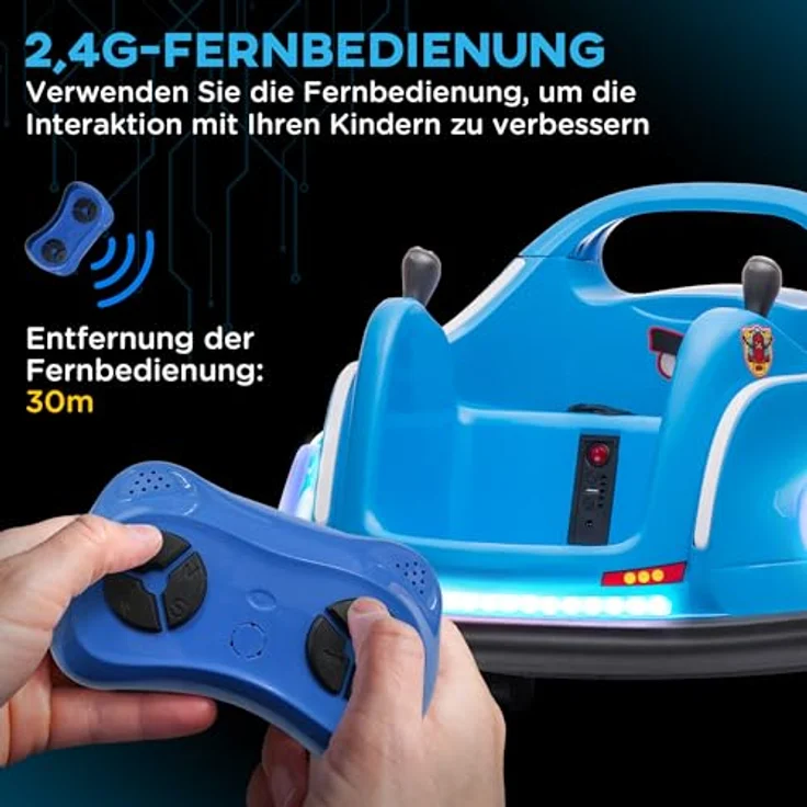 AIYAPLAY Elektro-Kinderauto 12V, mit Fernbedienung, Musik, Lichtern, Belastbarkeit 30 kg, 360В°-Drehung, Blau – Bild 4