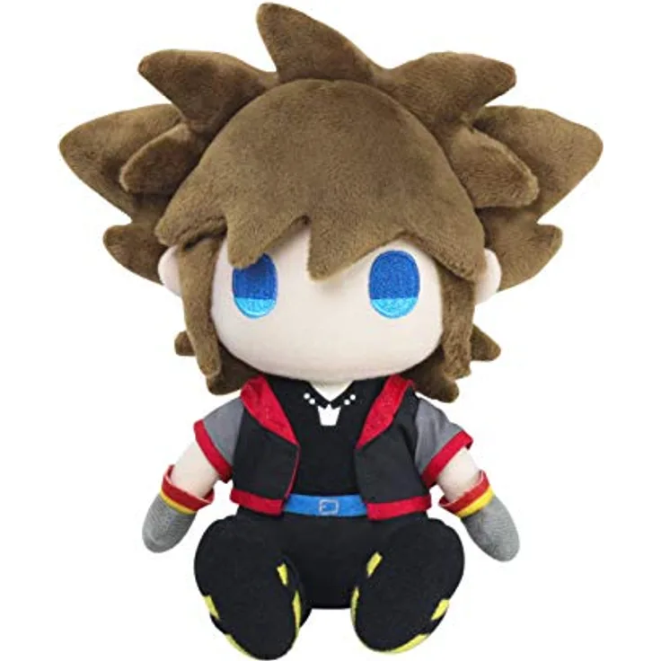 SquareEnix Kingdom Hearts III Plüschfigur Sora, 19 cm, sitzende Position mit großen Augen in zwei Farben